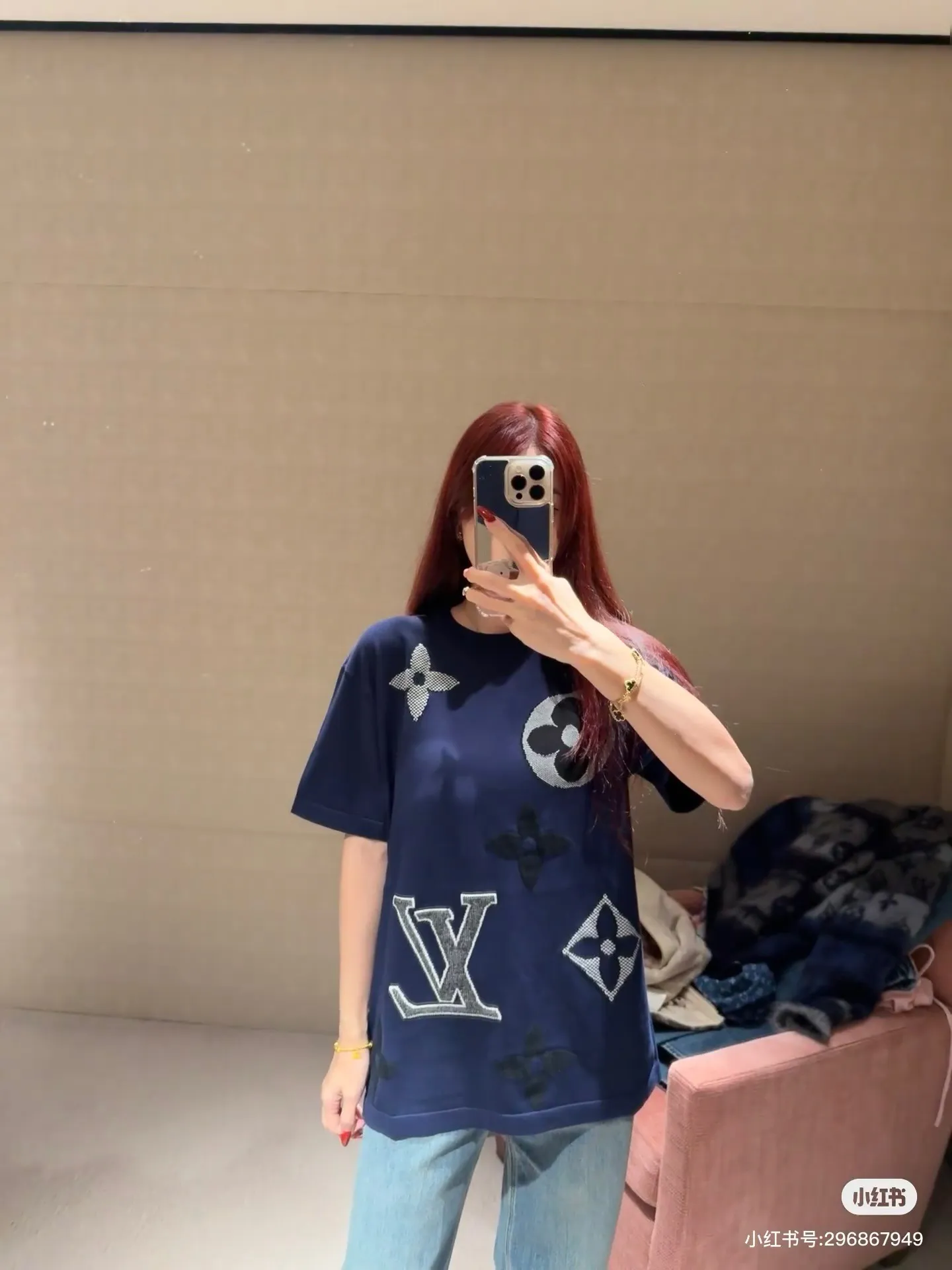 Louis Vuitton/Louis Vuitton 26ss old flower jacquard knitted short sleeves